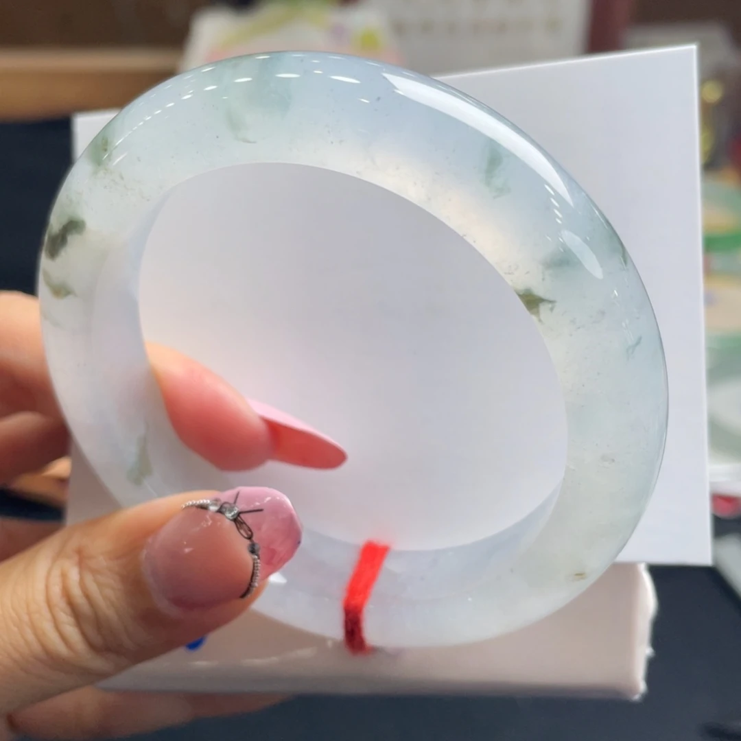 翡翠未镶嵌手镯11号 56.6正圈冰飘花