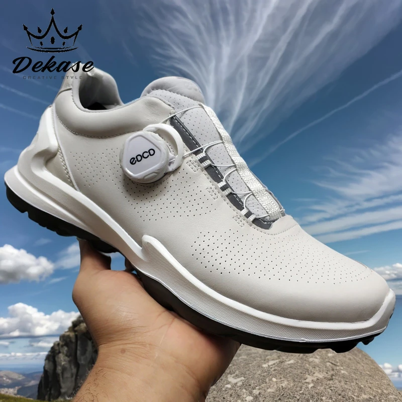 DEKASE高尔夫鞋男户外休闲鞋登山健步鞋头层牛皮软底冲孔透气跑鞋