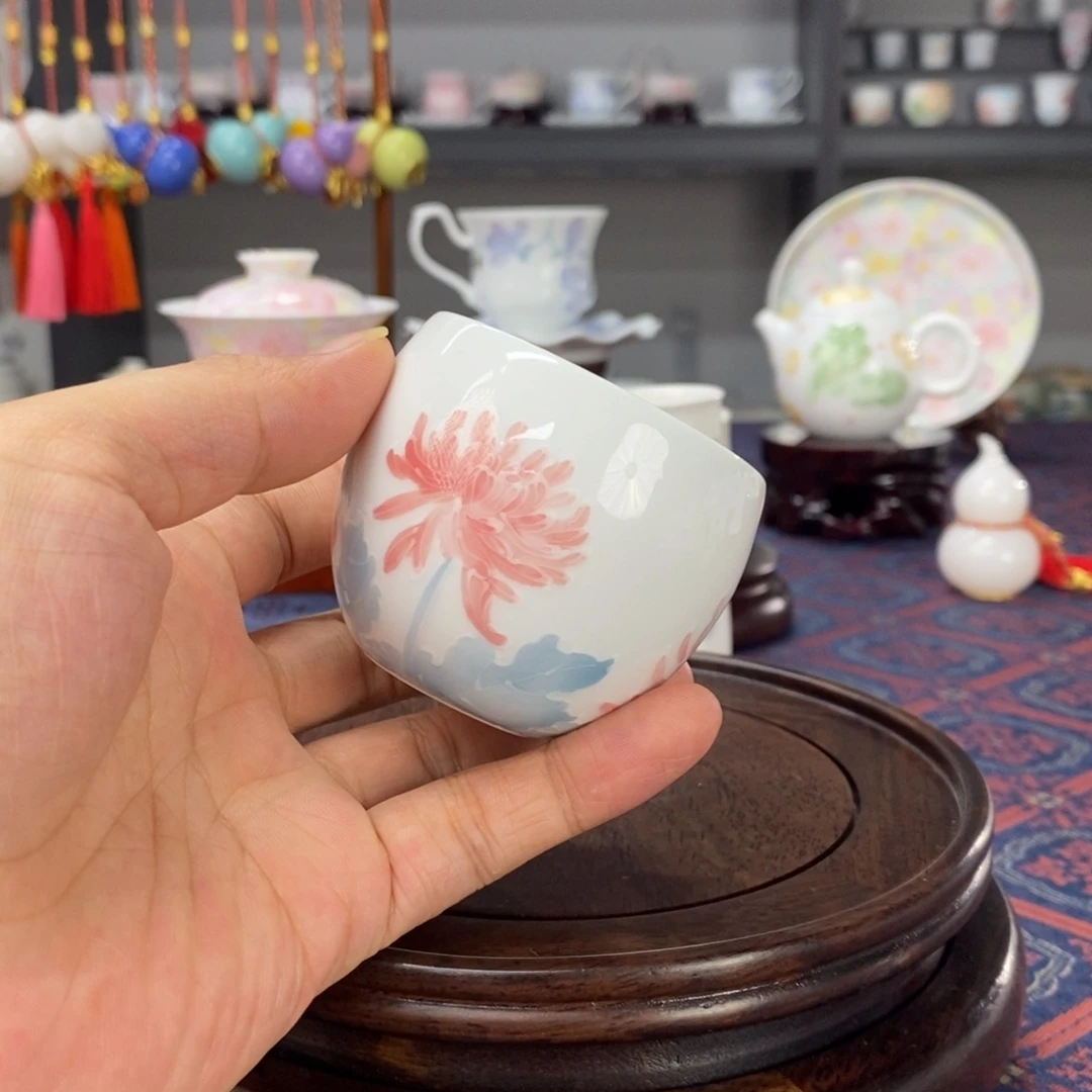 菊花高温釉下品茗杯