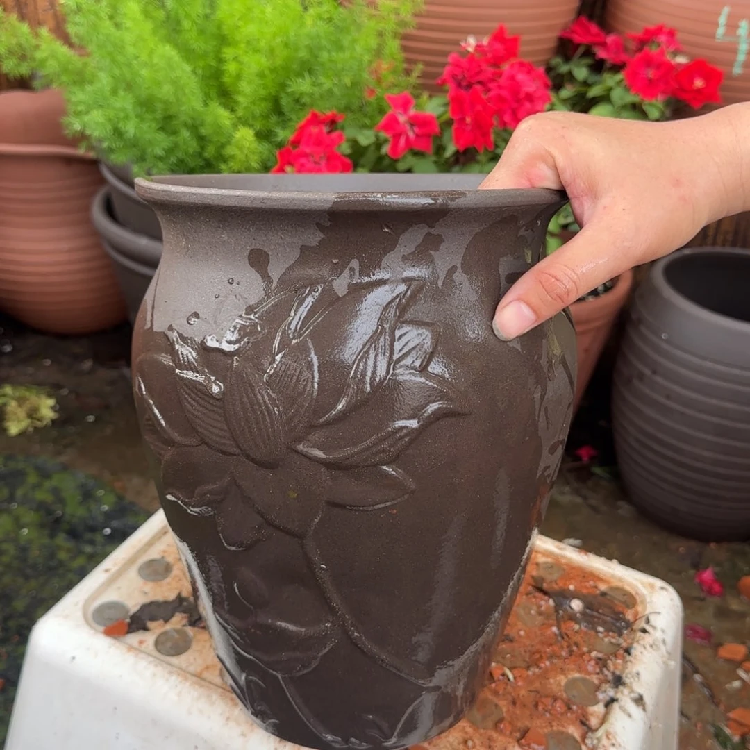 紫砂花盆口20高27宜兴紫砂