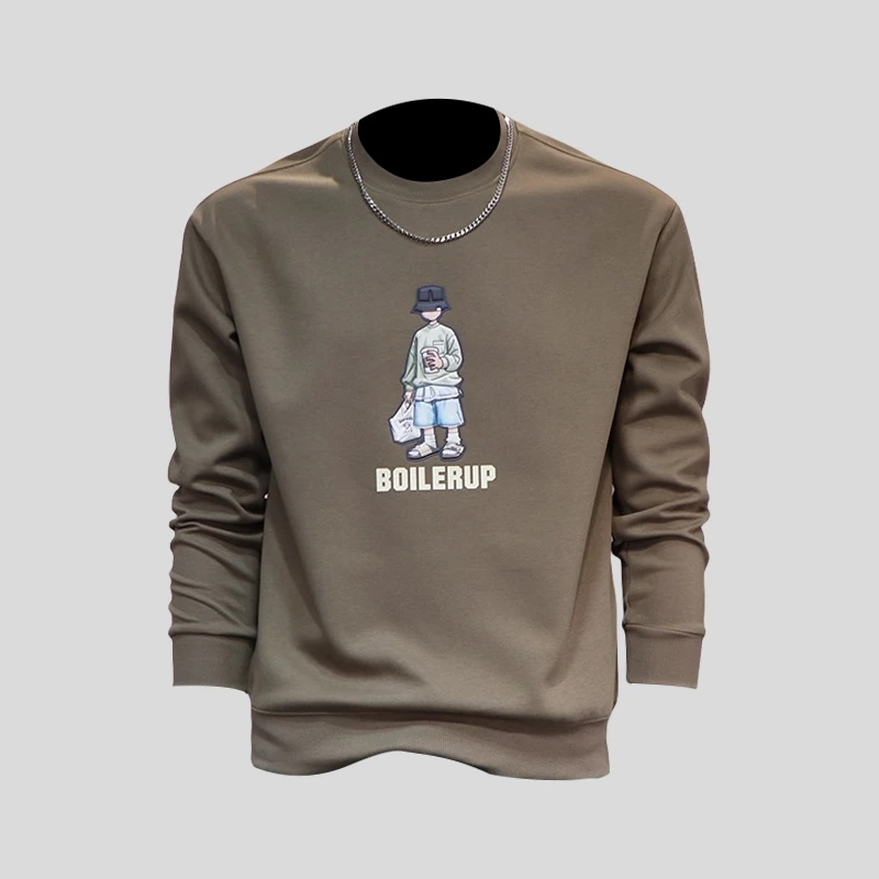 ohmmayby新款秋冬卫衣男圆领套头卡通人物宽松潮流青年男士上衣