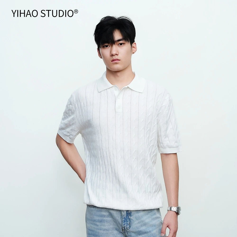 YIHAO STUDIO夏季男款POLO衫短袖休闲潮流老钱风修身百搭翻领T恤