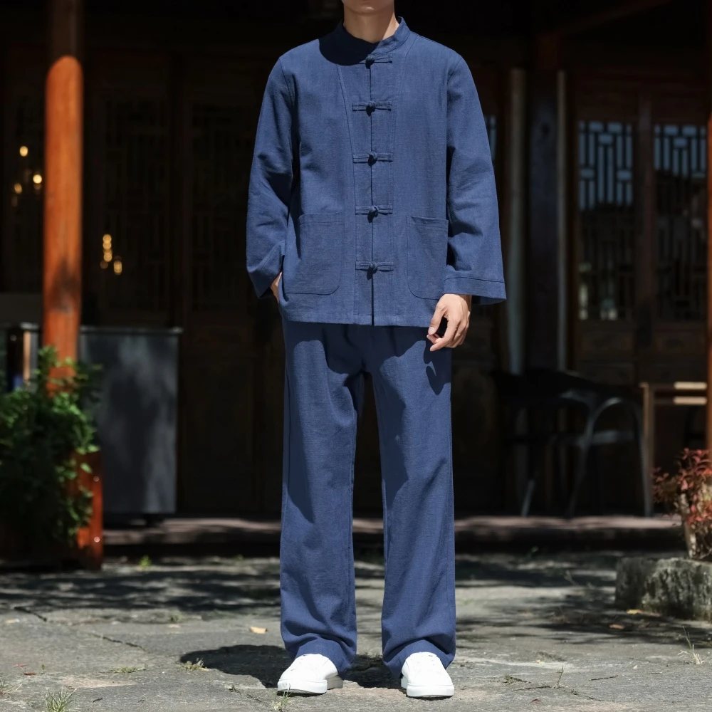 秋新款中国风唐装套装男减龄帅气中式立领高档两件套中老年爸爸装