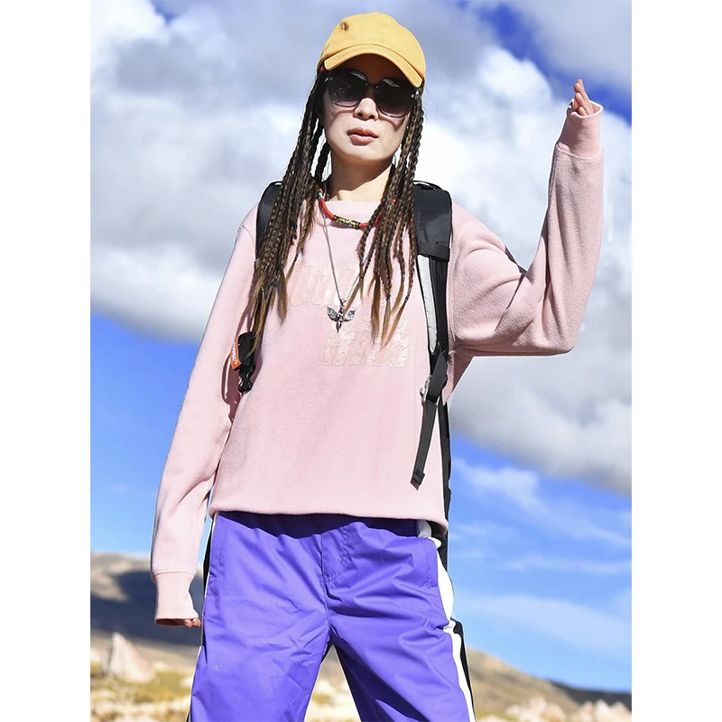 北京森林户外秋冬保暖圆领休闲打底衫套头抓绒衣卫衣登山旅行女式