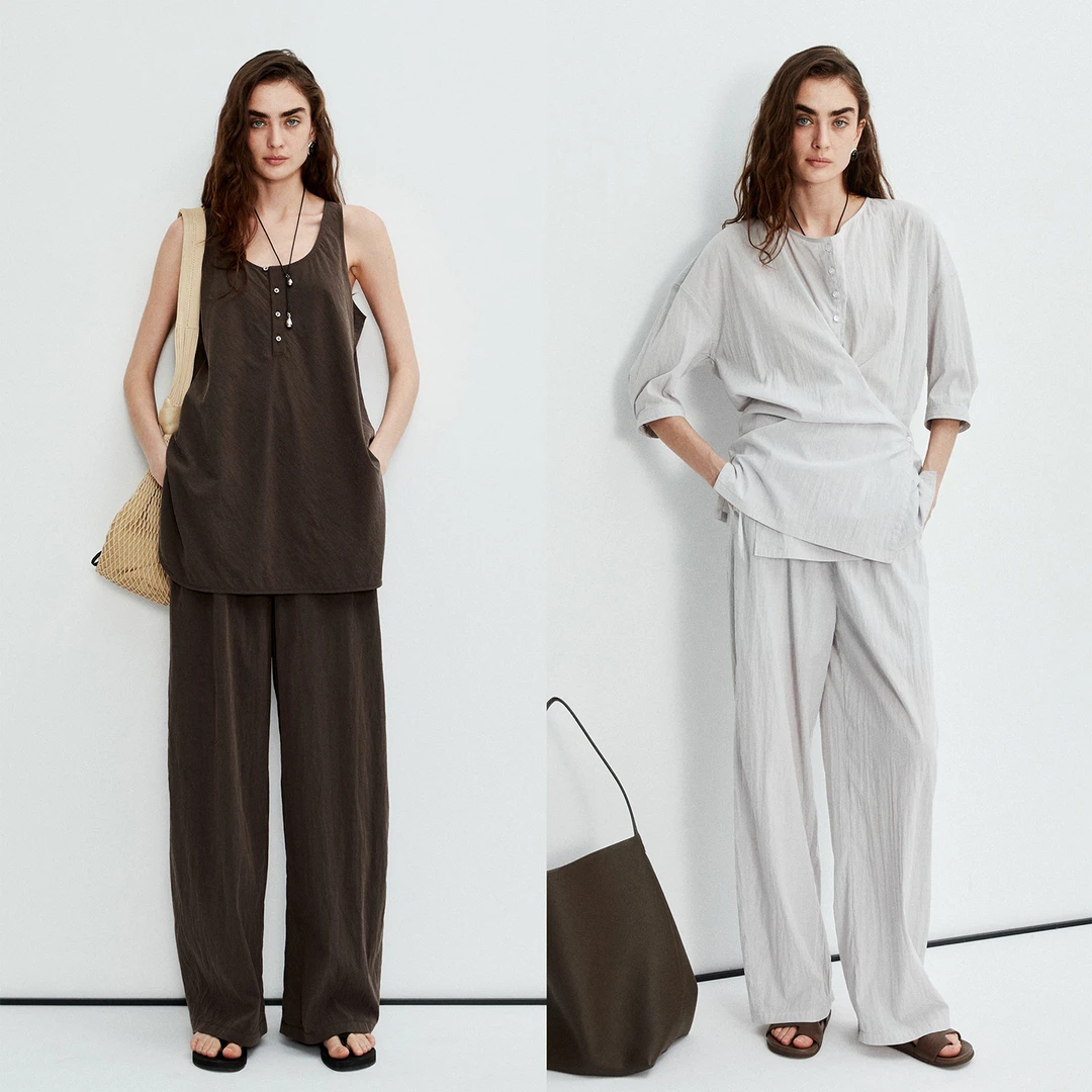 MRS Studios建筑解构三件套 亨利U领背心/弯刀长裤/斜襟中袖衬衫