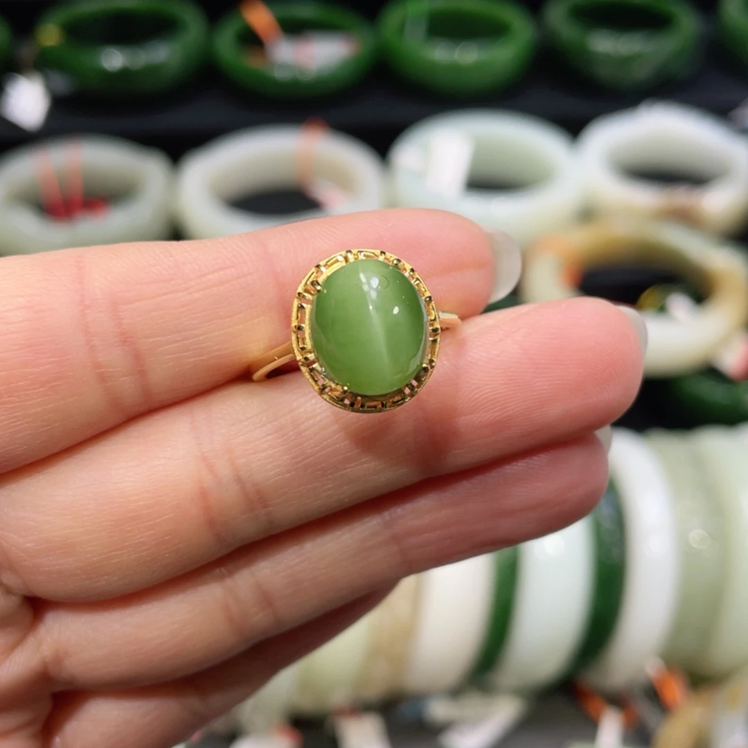 银S925镶嵌戒指和田玉