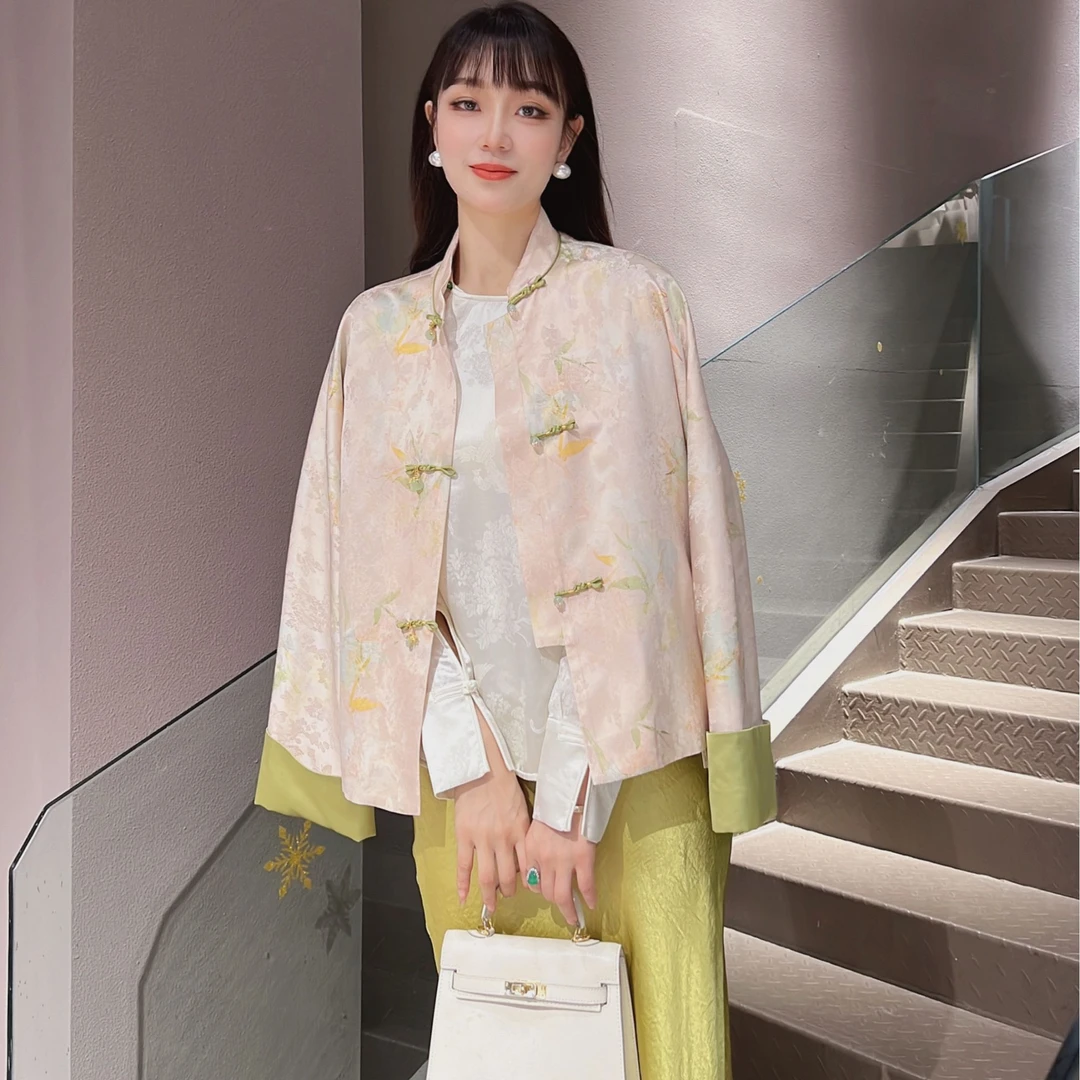 ELFBOX国风新中式撞色拼接盘扣外套温柔高级感气质设计感外套0084