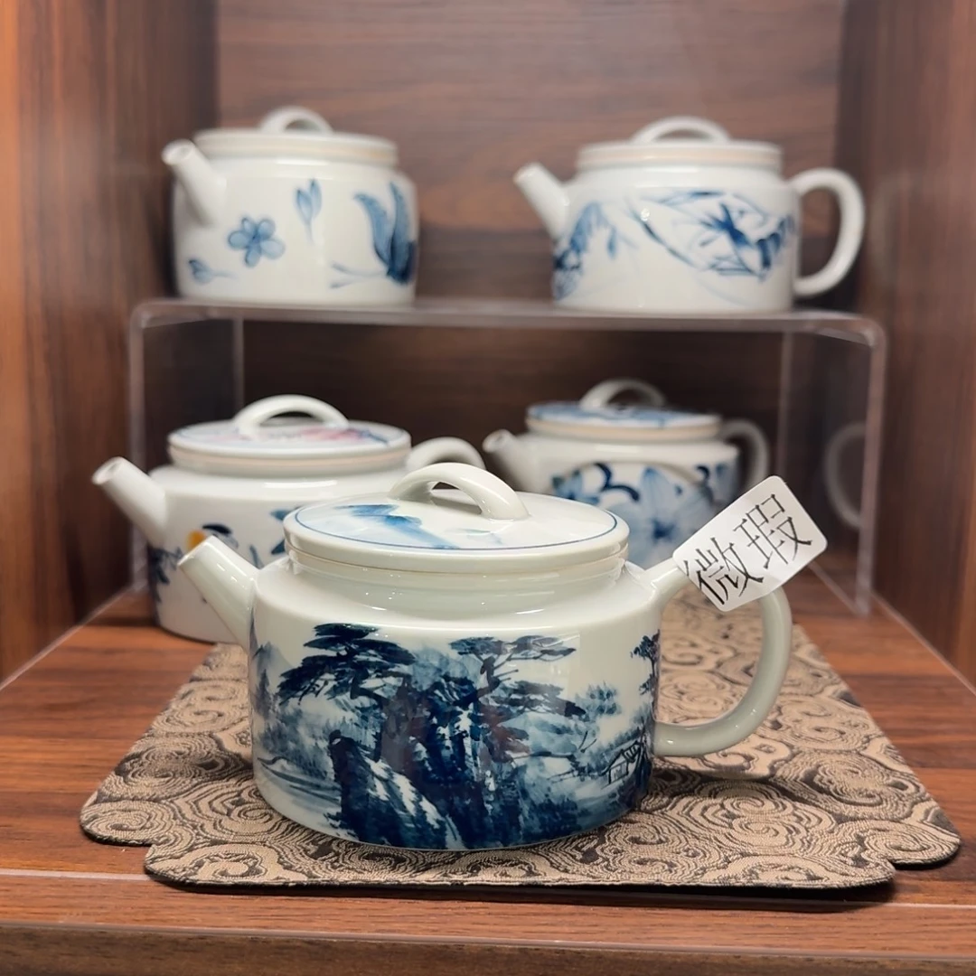 釉下手绘茶具微瑕