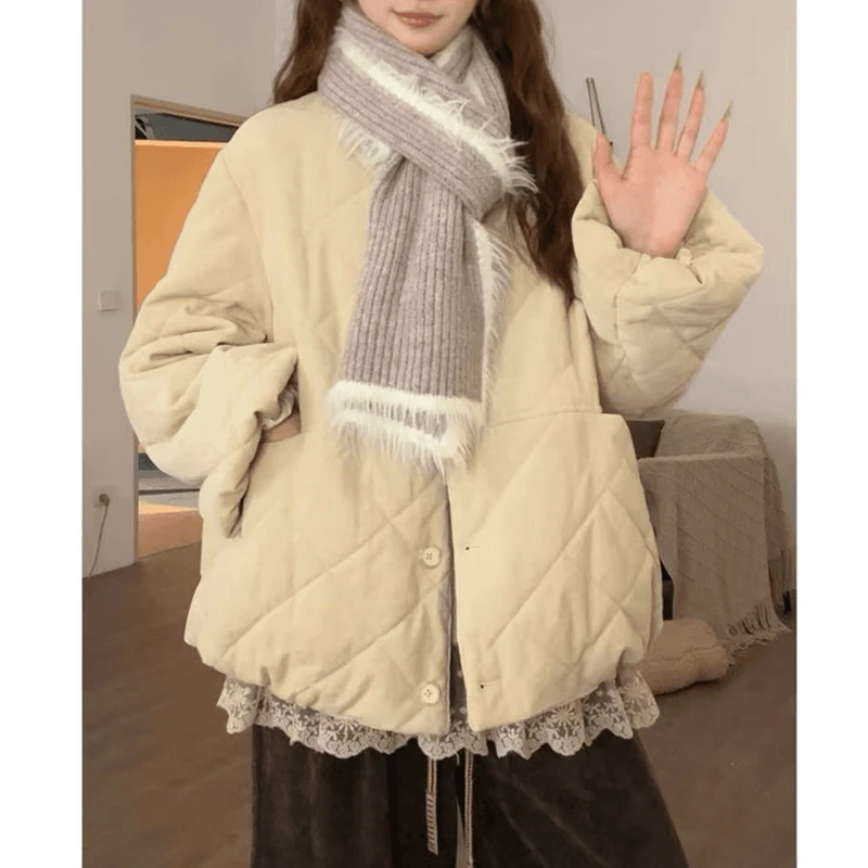 2025新款外套秋冬宽松复古百搭加厚保暖棉服外套