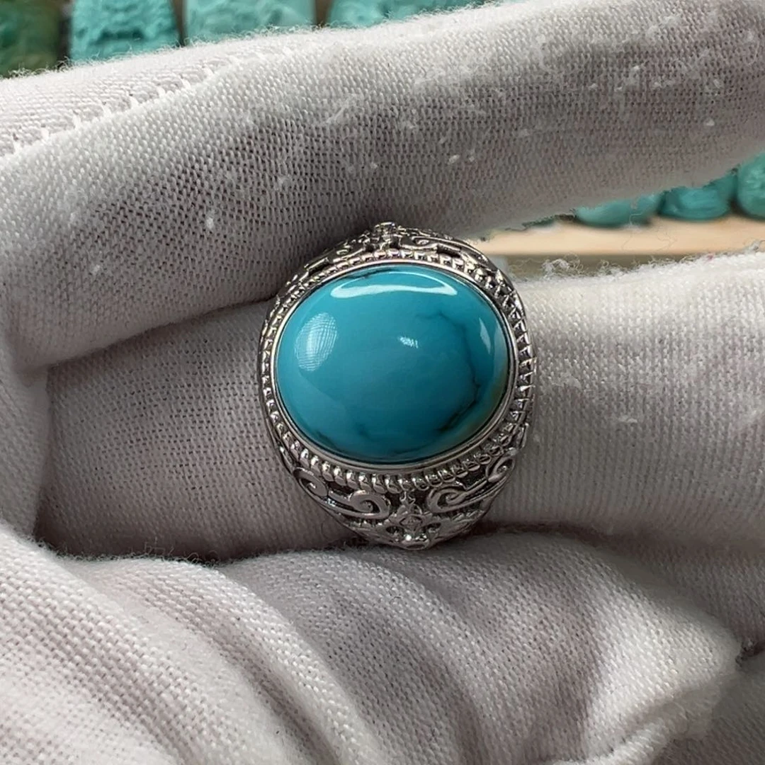 银S925镶嵌绿松石戒指