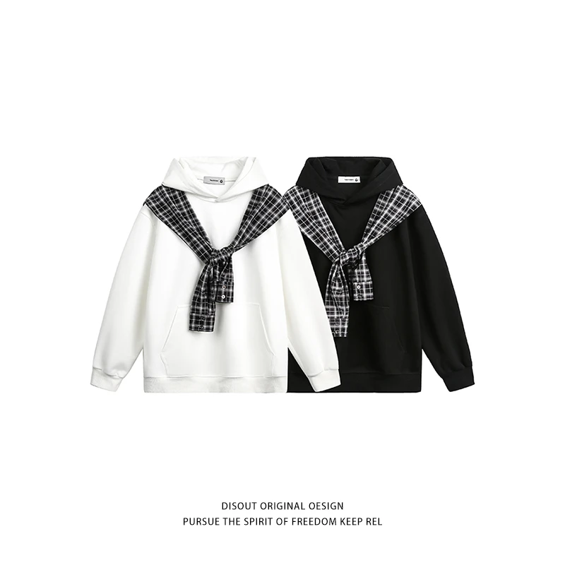 -EQME- 小众设计感百搭潮流时尚慵懒风长袖假两件卫衣