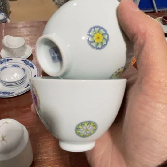 瓷片陶瓷陶瓷青釉2个手工胎