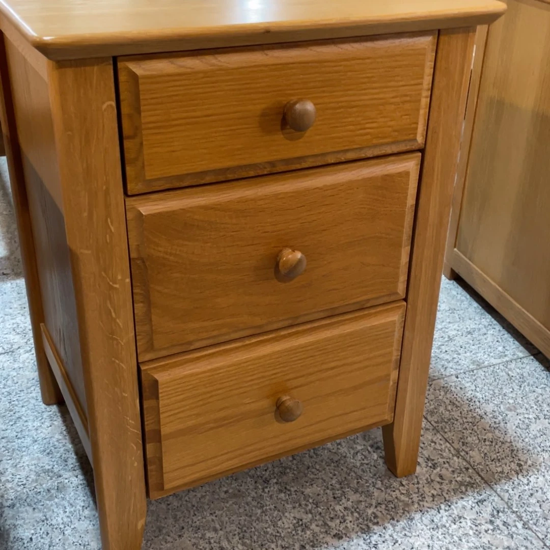 木白橡木原木色三抽床头柜