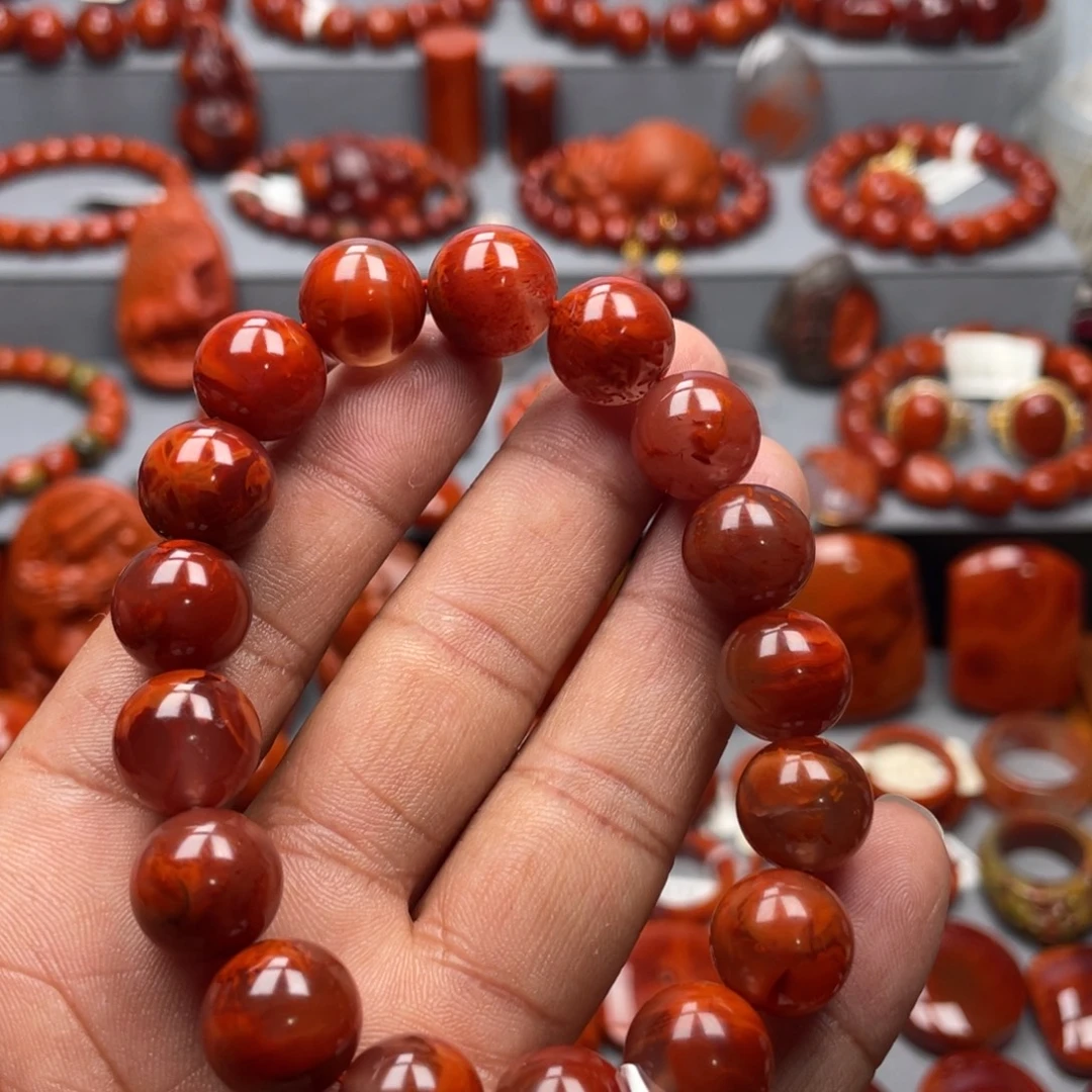 南红玛瑙未镶嵌珠宝奇石单圈12