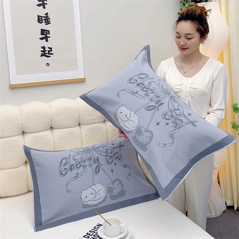 加厚纯棉纱布枕巾一对装新款加厚柔软吸汗成人家用盖巾全棉枕头巾