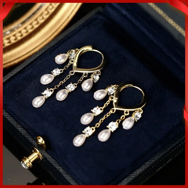 合金耳饰 气质灵动闪钻设计感女款合金流苏耳环日韩风格星星云朵