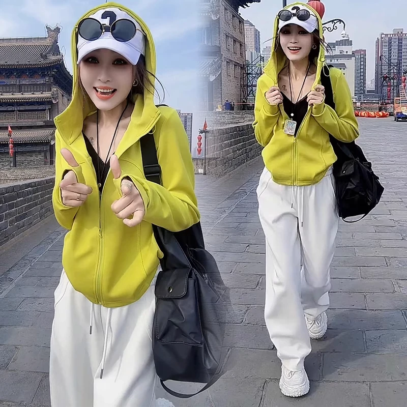 休闲运动套装女2025秋季新款洋气显瘦连帽开衫卫衣纯欲慵懒风女装