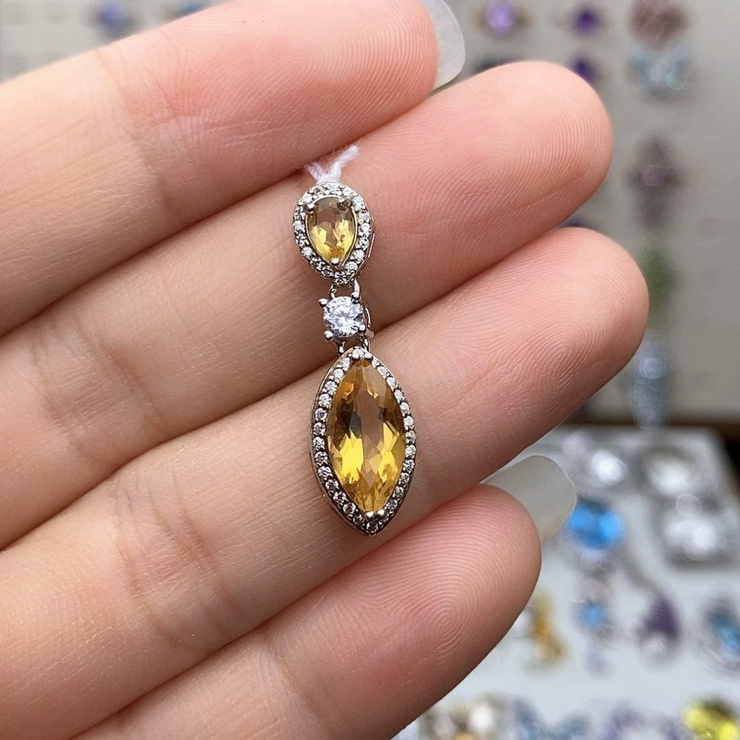 吊坠(不含链)银S925镶嵌黄晶栖*-不含证书