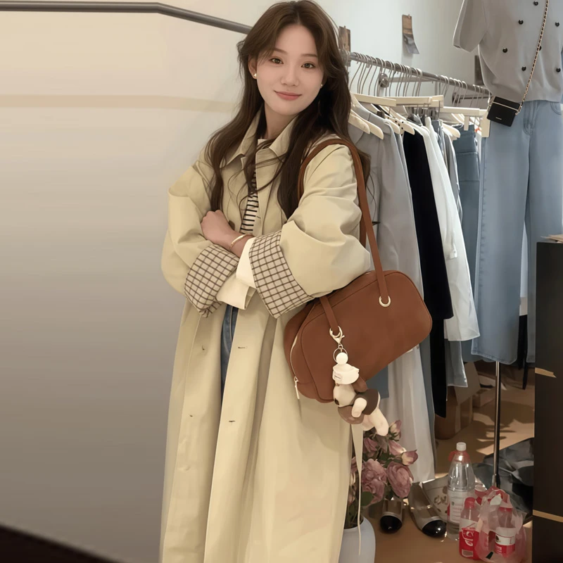 风衣外套女2025春秋季新款小个子休闲赫本风日系高级感中长款大衣
