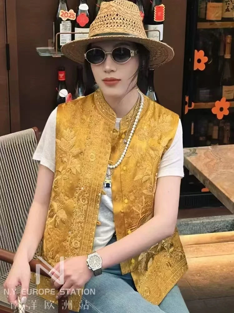 新中式国风气质时尚百搭重工刺绣马甲2025新款（金玉满堂）