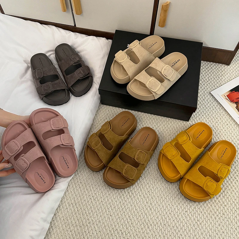 勃肯拖鞋女外穿夏2025新款松糕跟厚底时尚凉拖百搭休闲一字拖沙滩