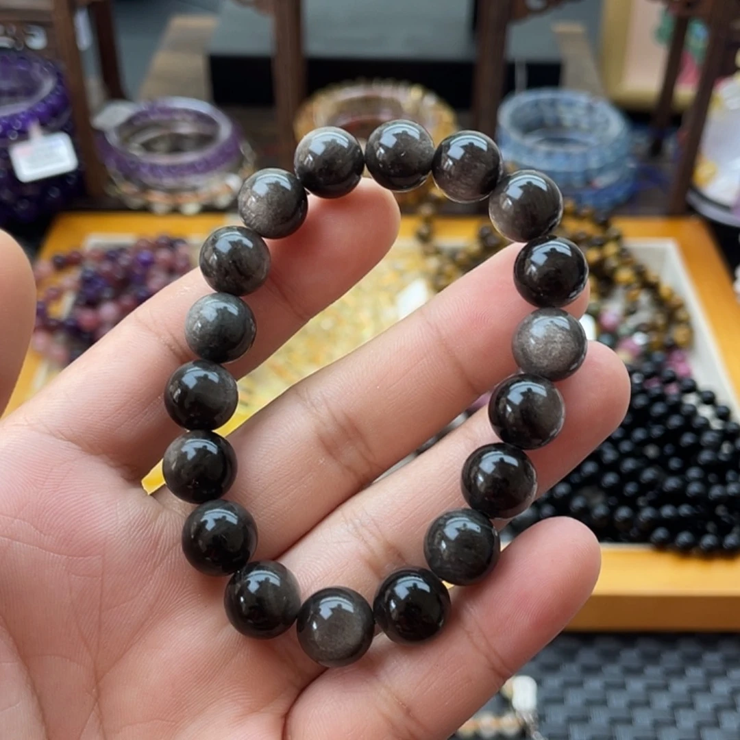 水晶手链未镶嵌10+银黑曜石