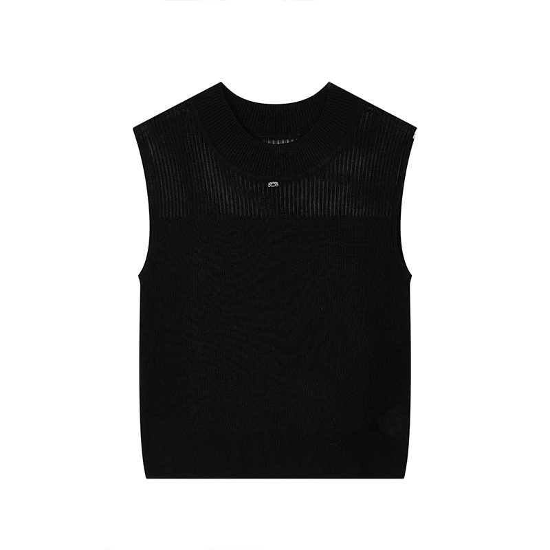 【达人专属】百搭设计感拼接针织背心W6505