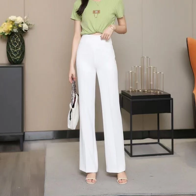 25年春夏新款窄版阔腿高腰后隐形拉链柔软垂顺显瘦百搭女长西裤