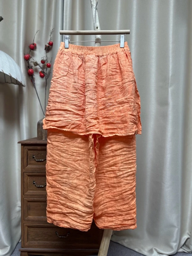 696稀疏亚麻高货造型感裙裤渔夫裤（裤长96臀围124）