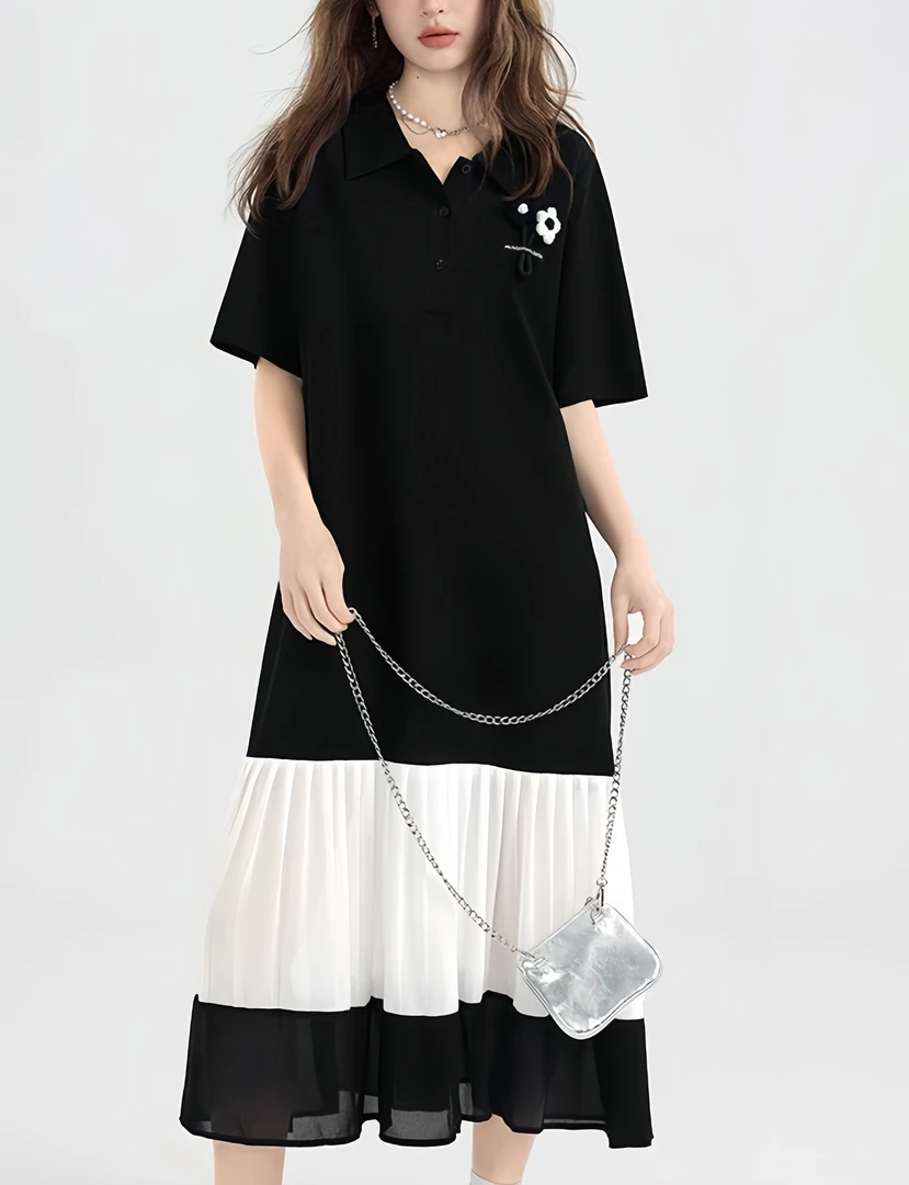 2025年夏季韩式休闲孕妇显瘦气质韩版休闲宽松针织轻奢女连衣裙