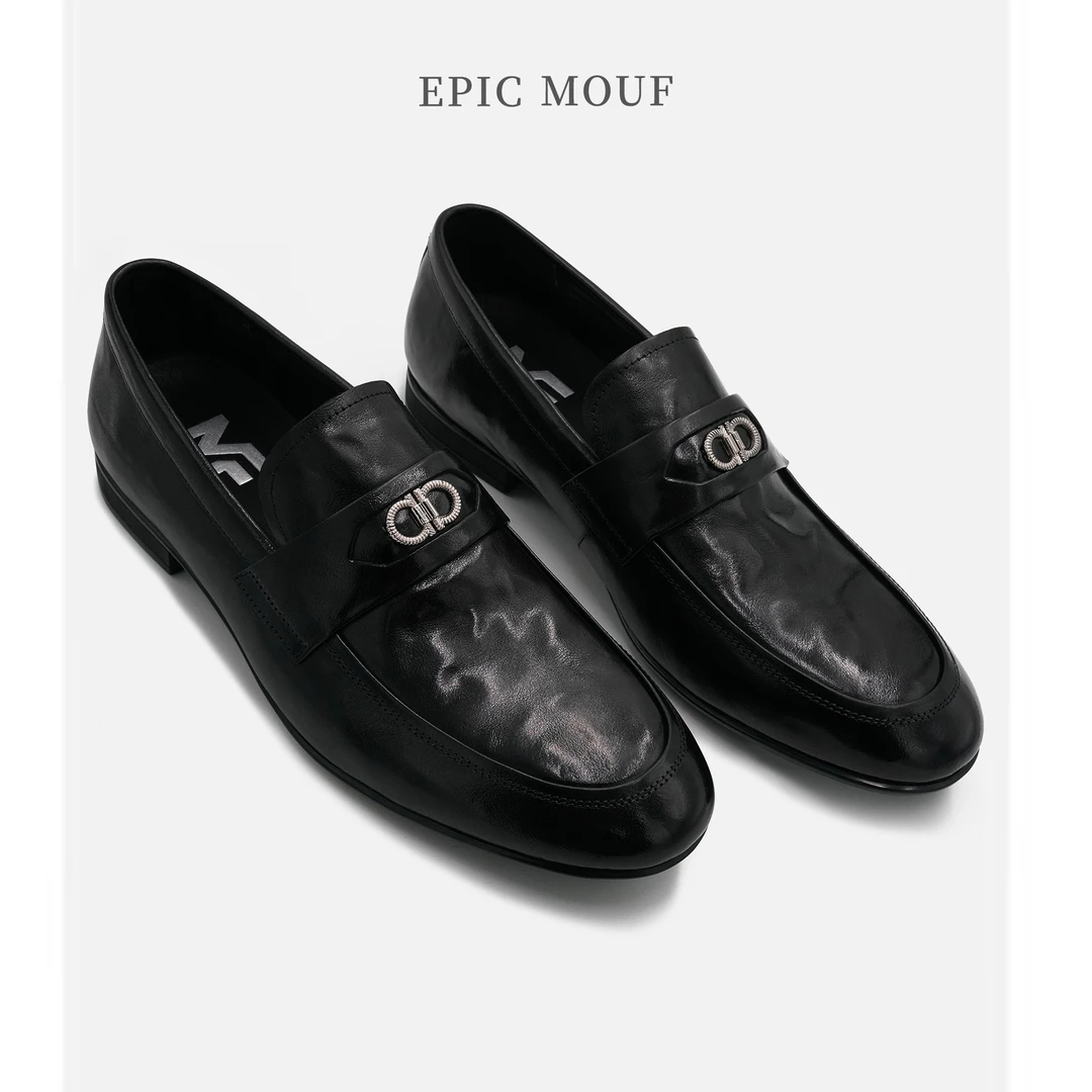 牟夫「高级轻奢」商务休闲简约真皮男士一脚蹬乐福鞋手工皮鞋正装鞋商品图