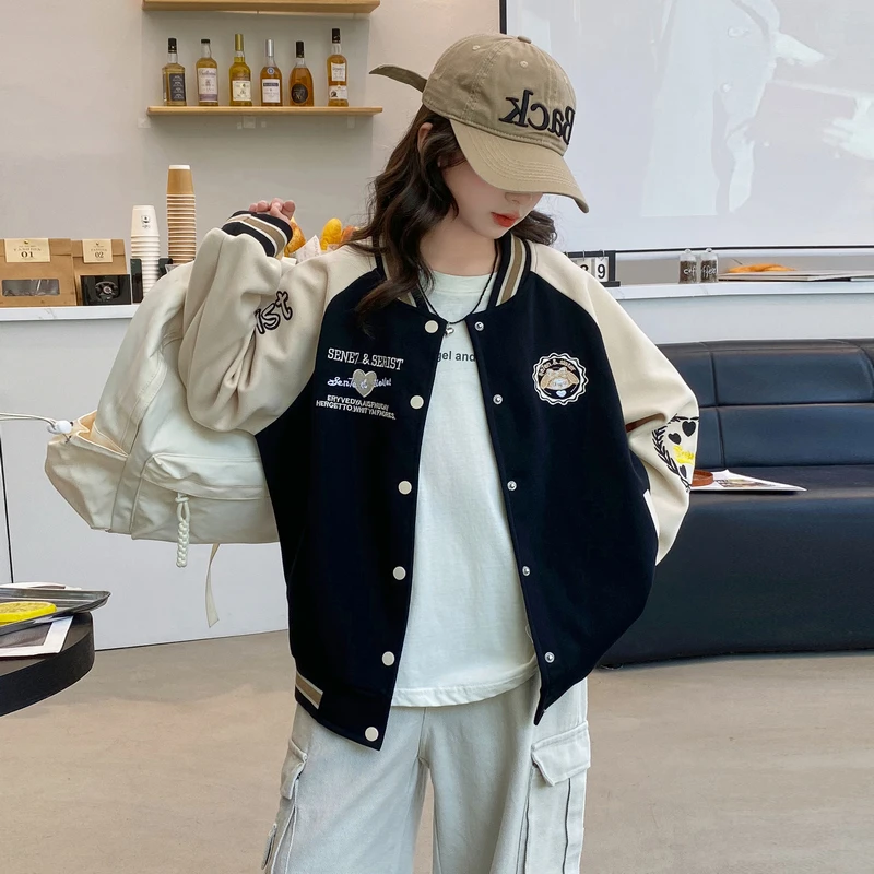 女大童棒球服外套2025秋季新款韩版女孩休闲运动秋装洋气时髦上衣