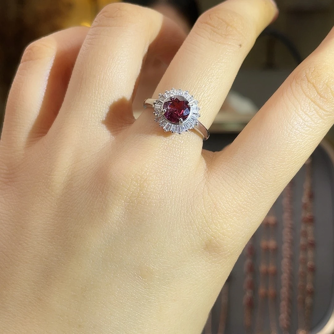 戒指银S925镶嵌碧玺