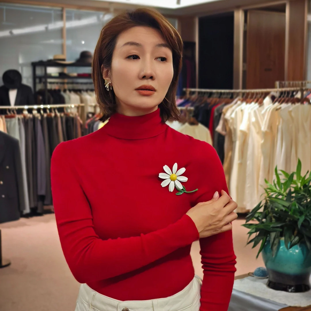 WANG RAN 时尚百搭美利奴羊毛纯色高领显瘦长袖针织衫