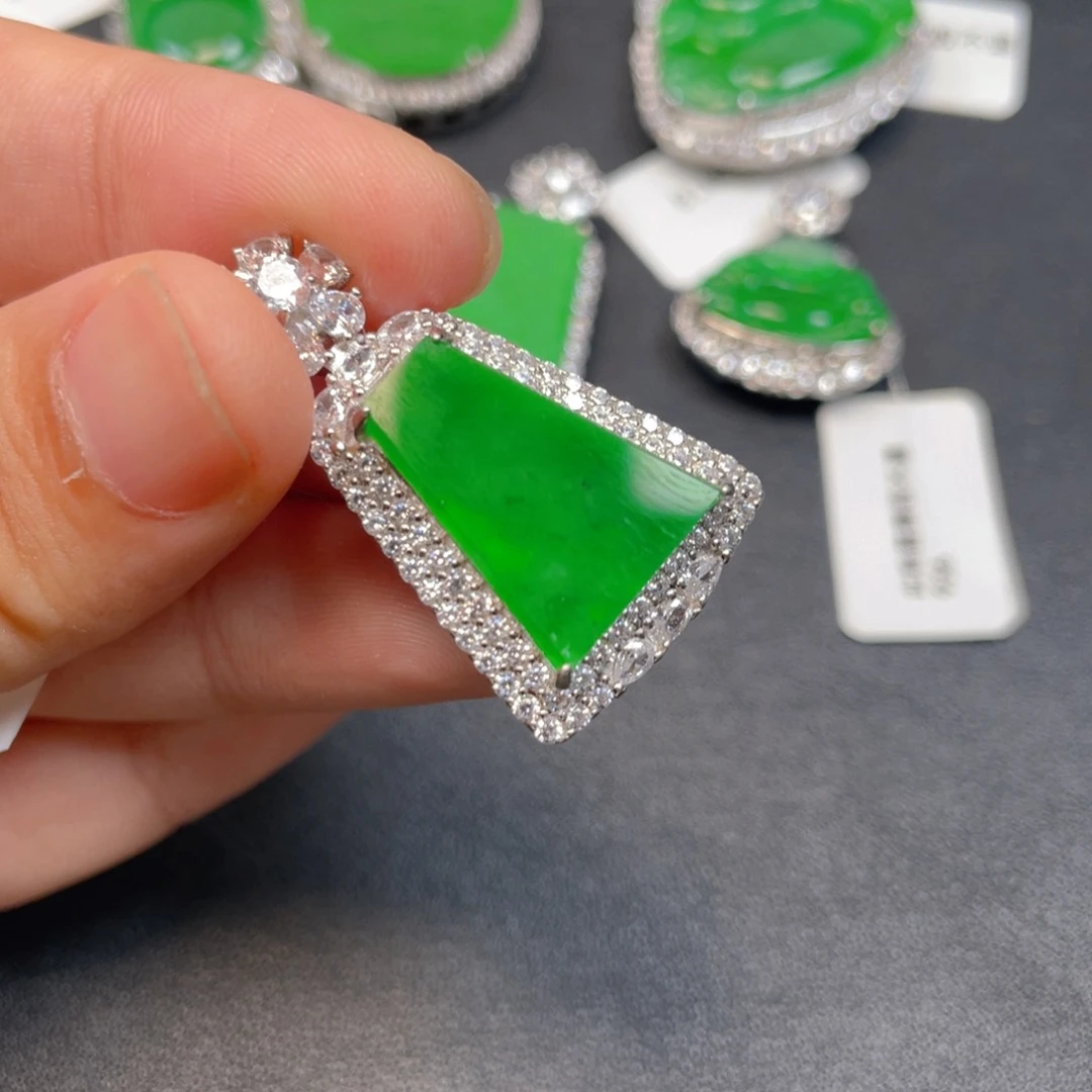 翡翠银S925镶嵌吊坠(不含链)