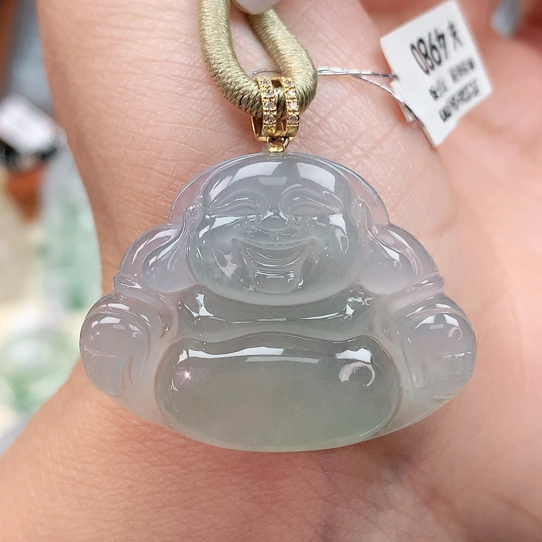 颈饰18K金镶嵌翡翠佛公