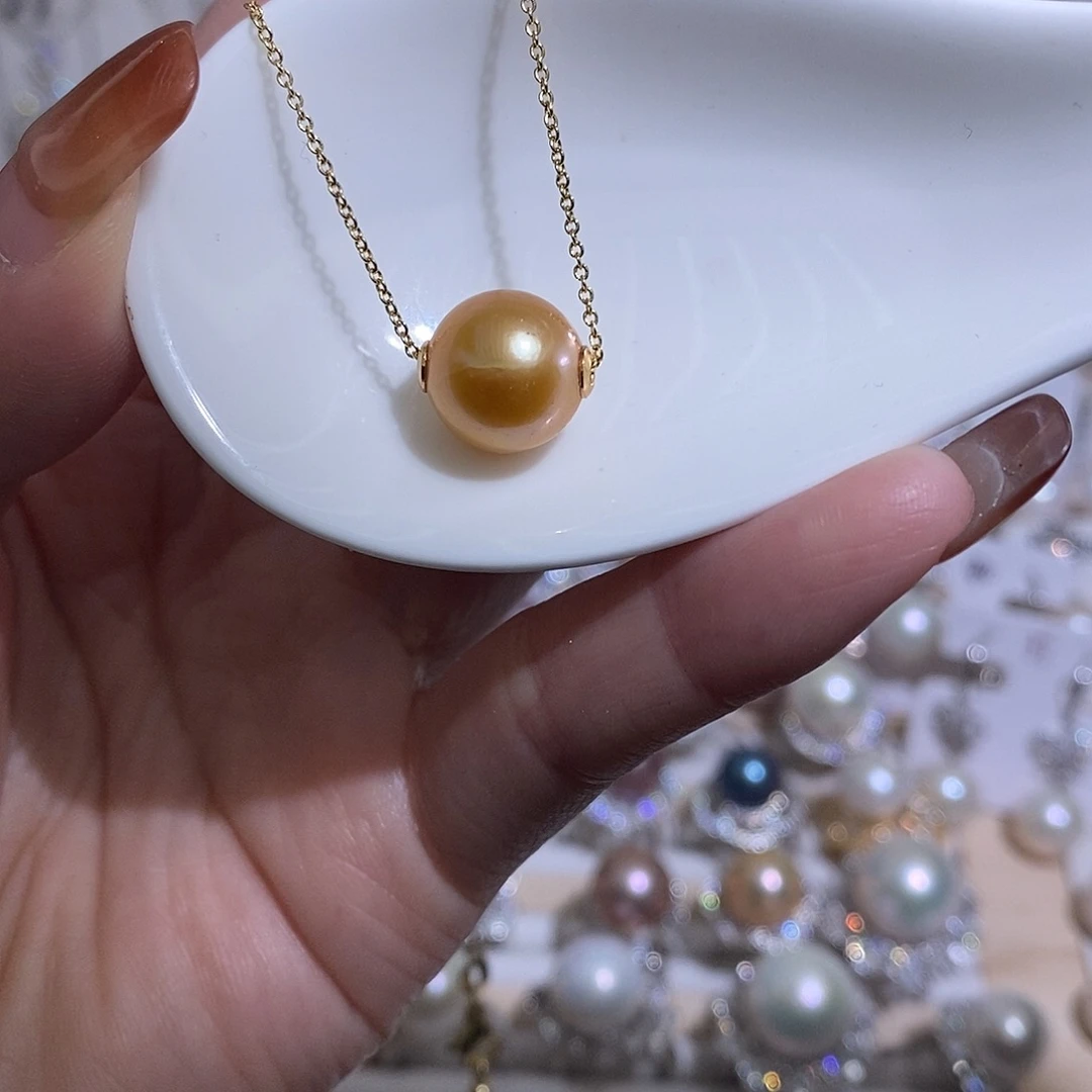 淡水珍珠银S925镶嵌吊坠(赠链)w11.2