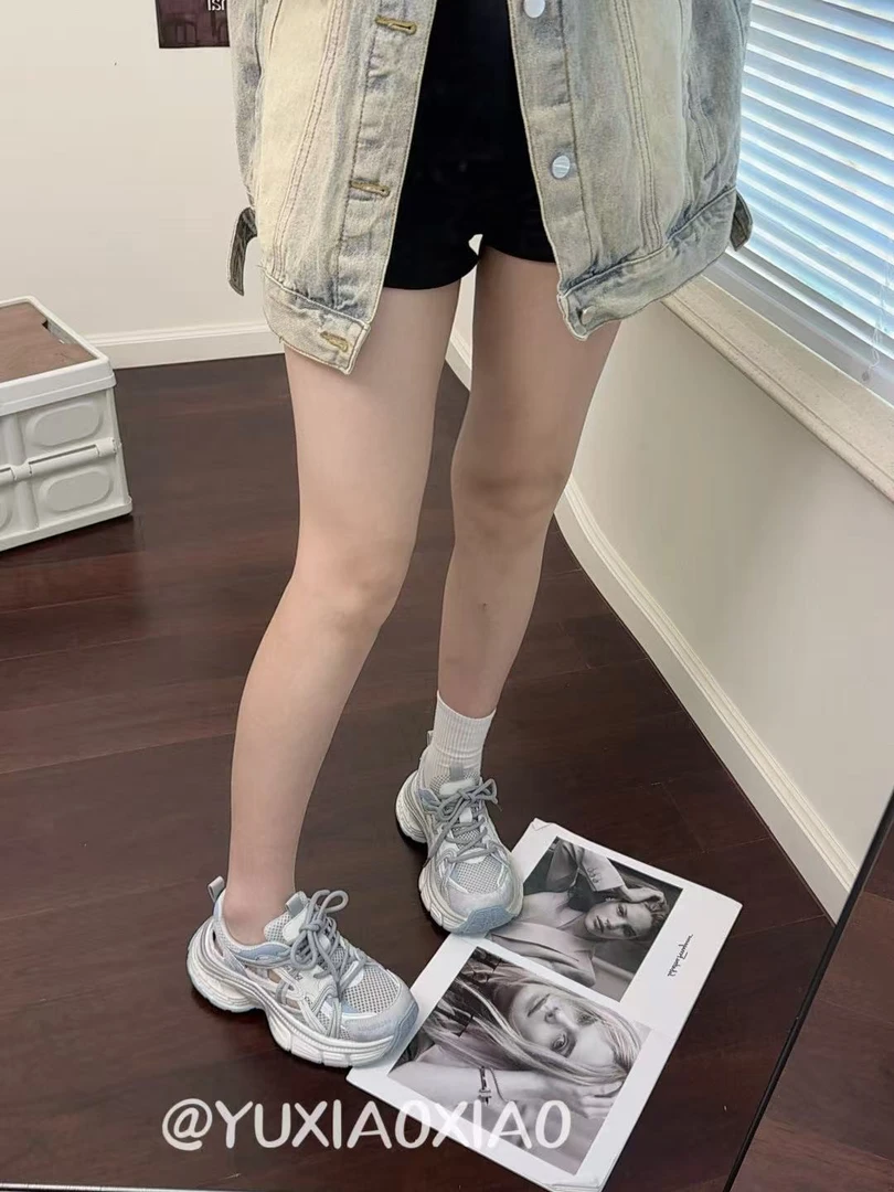 【鱼小小】星辰大海 夏季新款ins镂空透气老爹鞋厚底拼色休闲鞋5cm