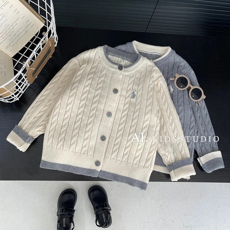 阿卷儿童针织开衫2025春季新款男女童毛衣韩版针织外套
