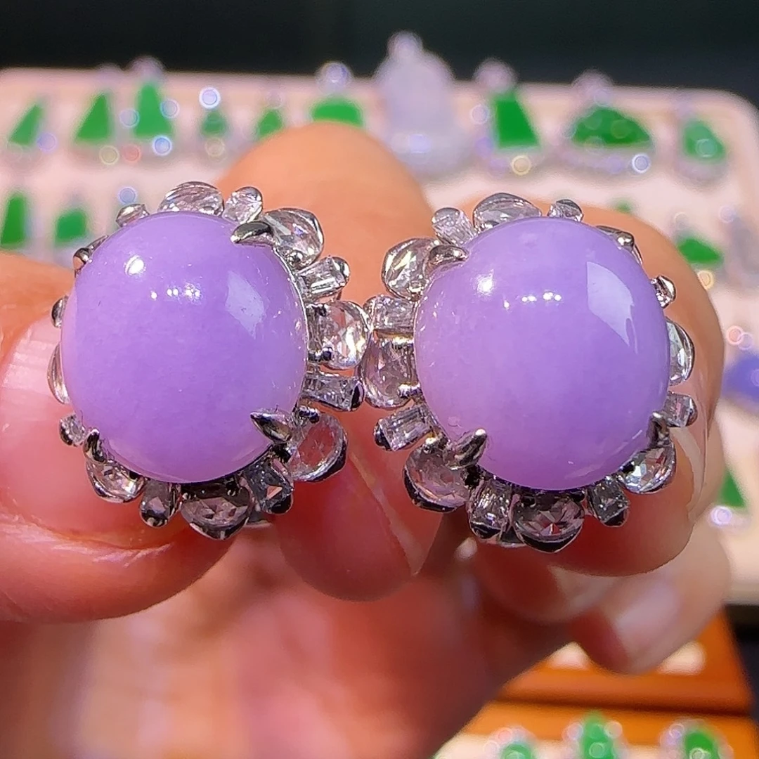 翡翠18K金镶嵌耳环