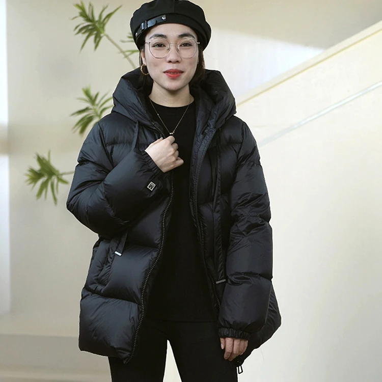 加绒加厚90绒【保暖羽绒服】中长款羽绒服保暖连帽宽松百搭休闲百搭