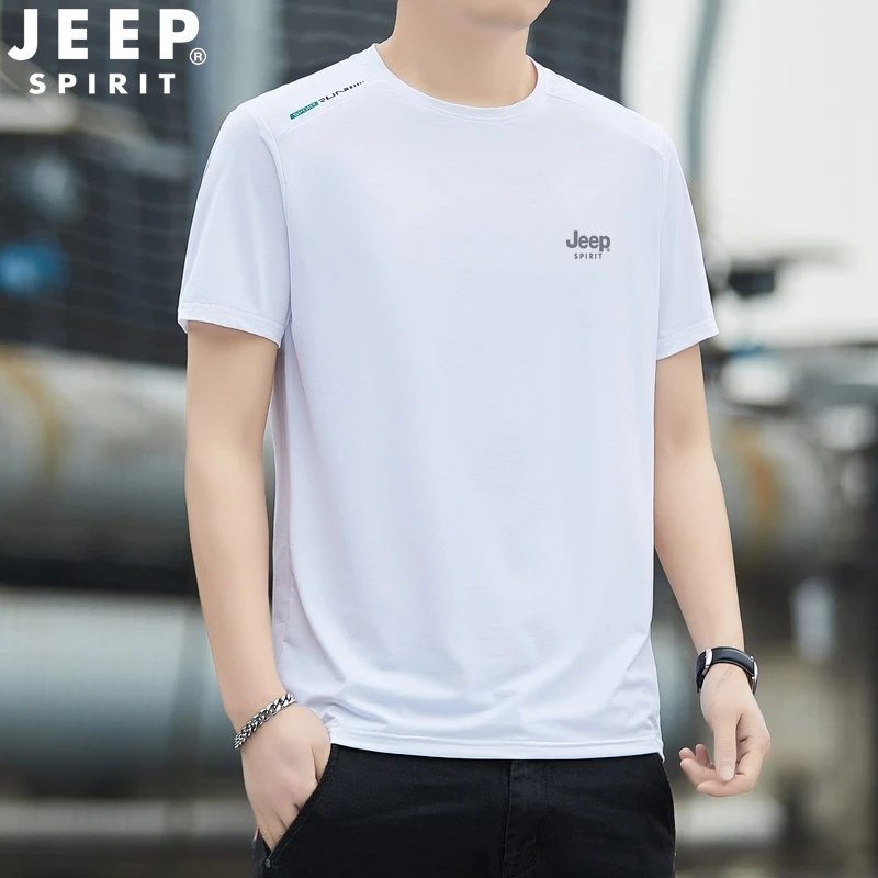 吉普JEEP品牌t恤男短袖夏季潮牌冰丝薄款半袖体恤休闲运动速干衣