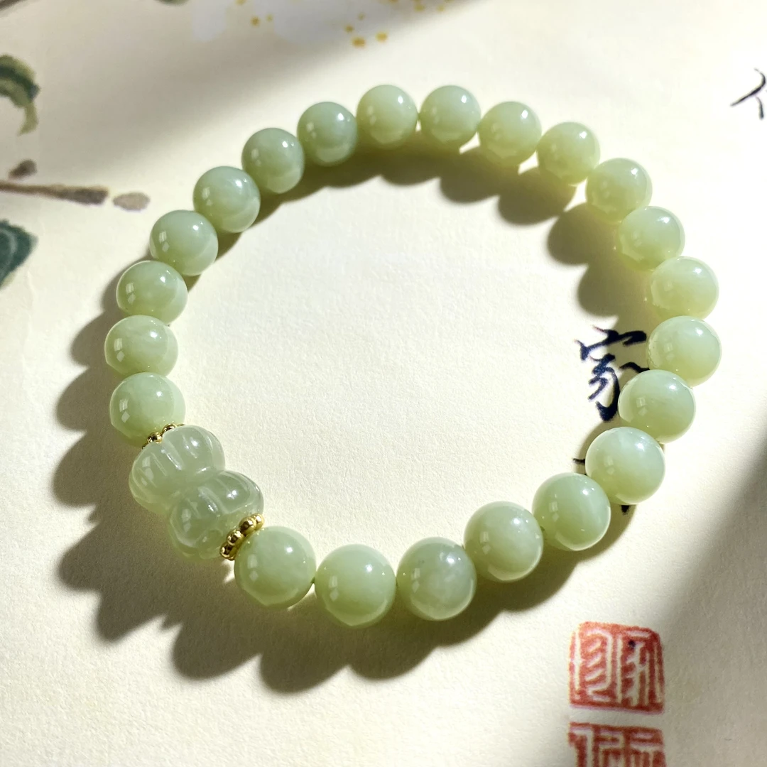 天然和田玉手串并蒂莲好事连连男女款手链多样性发一WL733