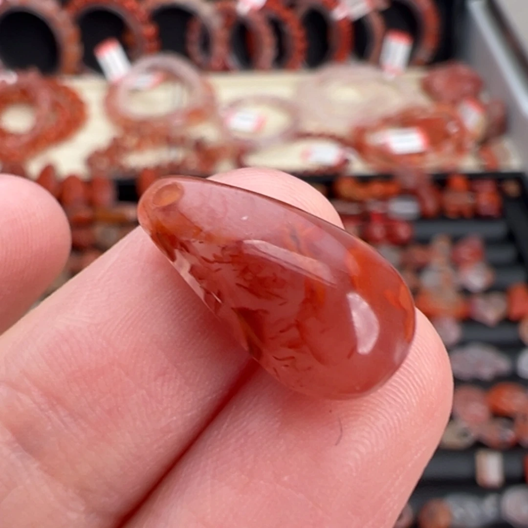 南红玛瑙未镶嵌颈饰火焰卡子