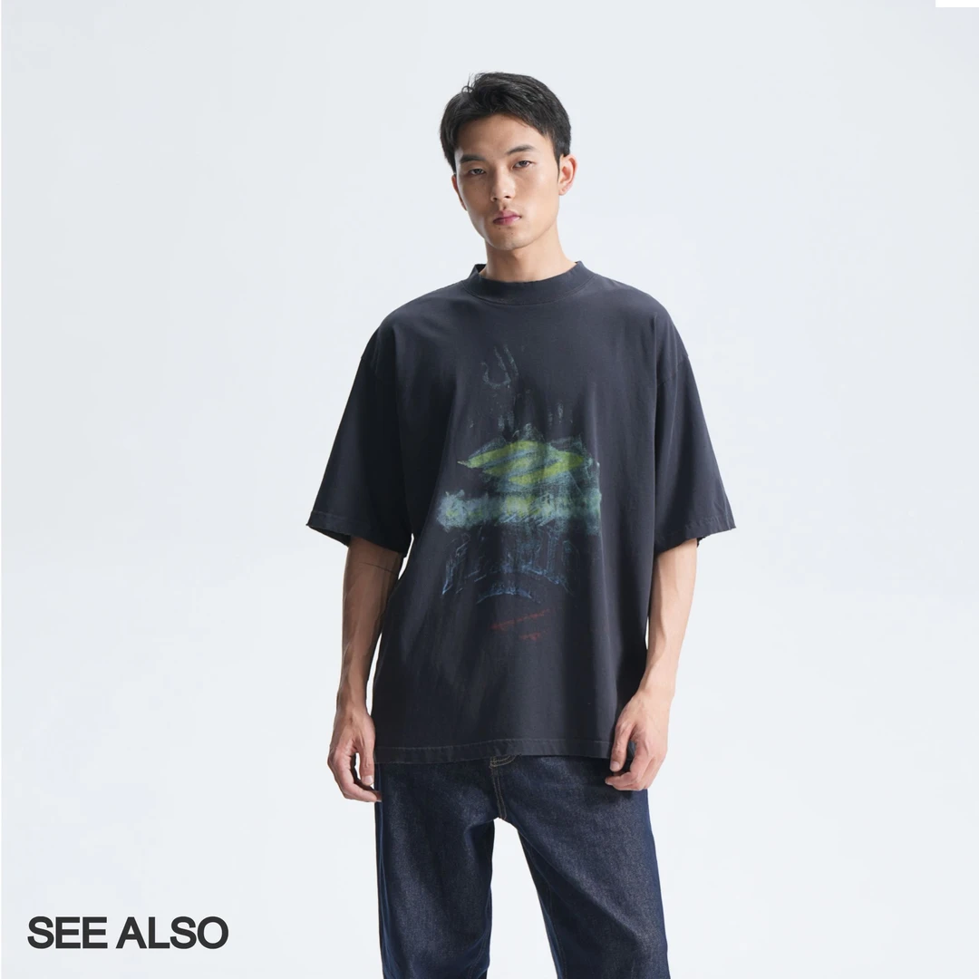 SEE ALSO 25ss【巴子系列】印花水洗T恤廓形百搭做旧短袖SA086