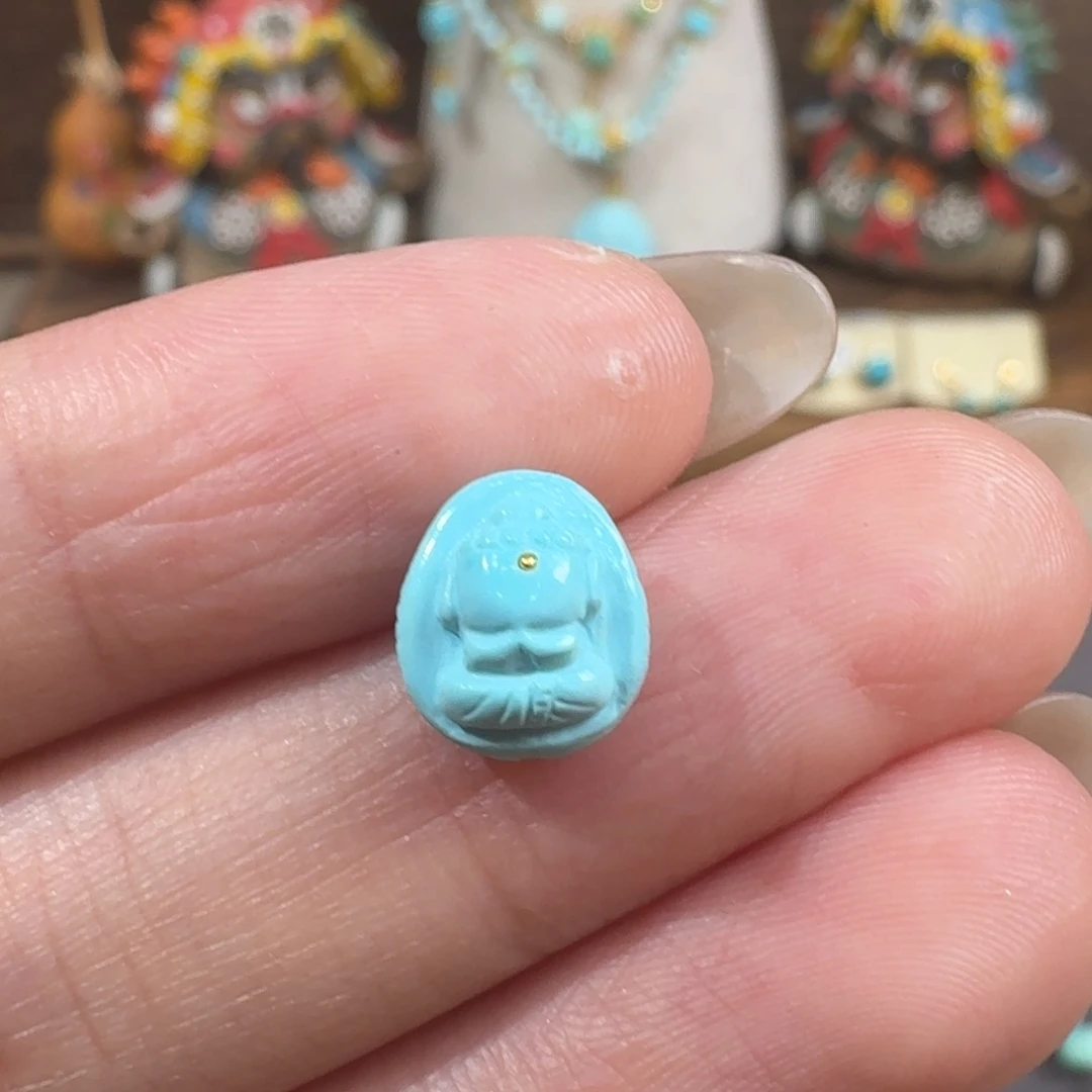 绿松石未镶嵌珠宝半成品无相佛配饰