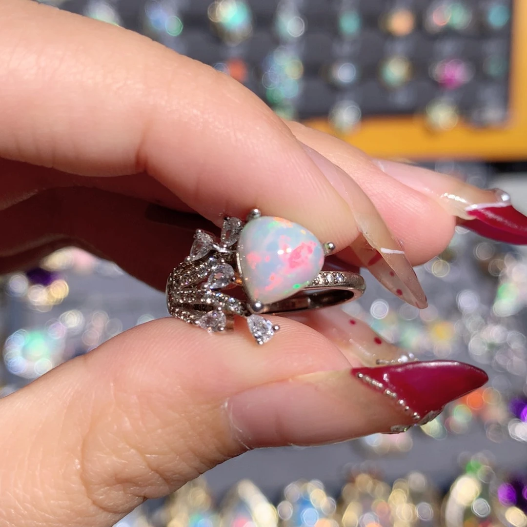 欧泊银S925镶嵌欧泊戒指y