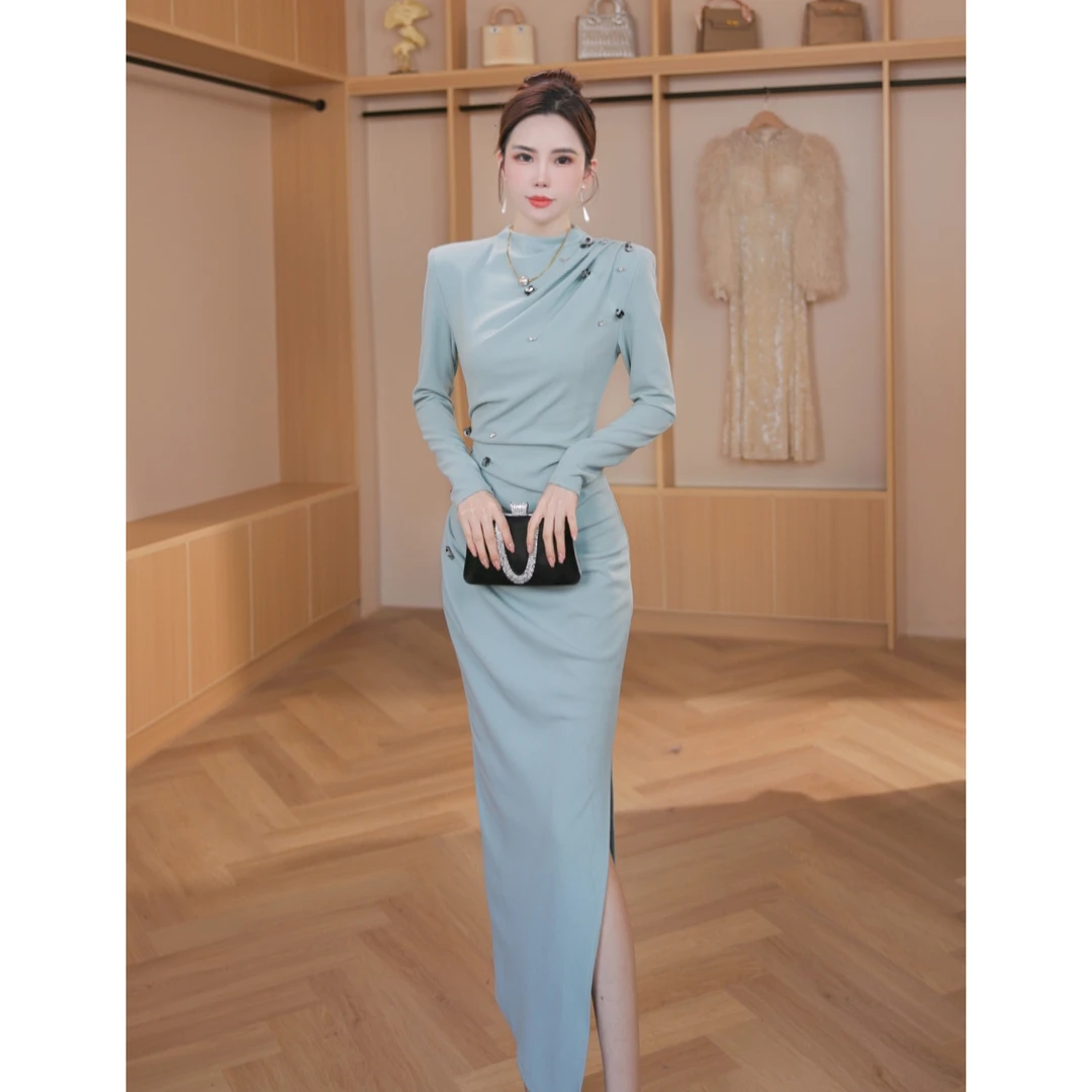 【设计师定制】新款时尚轻奢高级感修身显瘦显白气质连衣裙31019