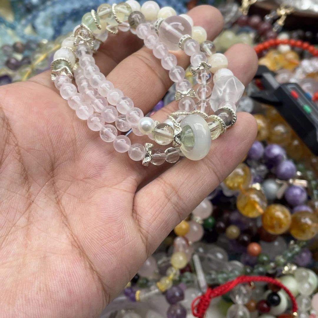 银S925镶嵌手链烟晶