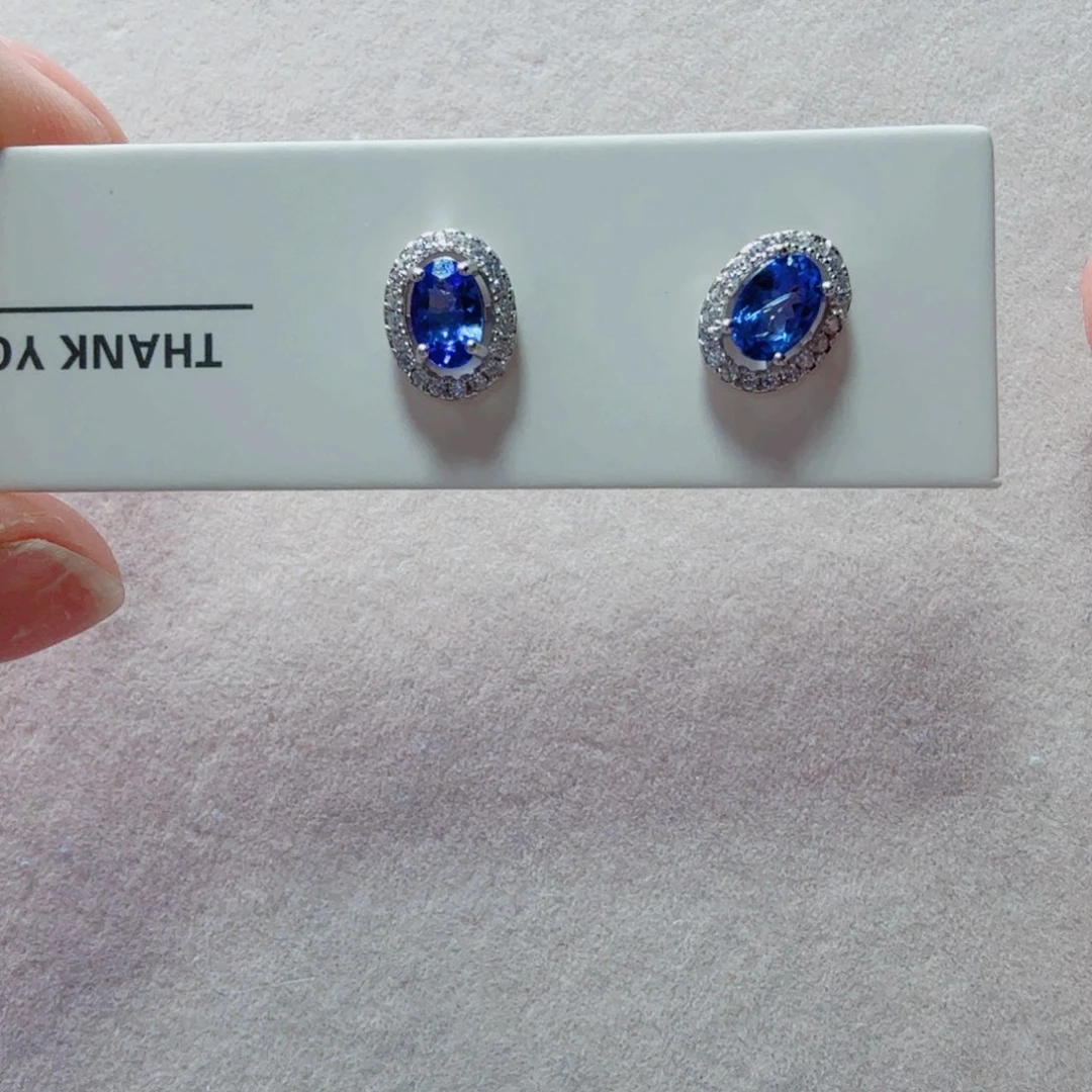 坦桑石耳饰银S925镶嵌